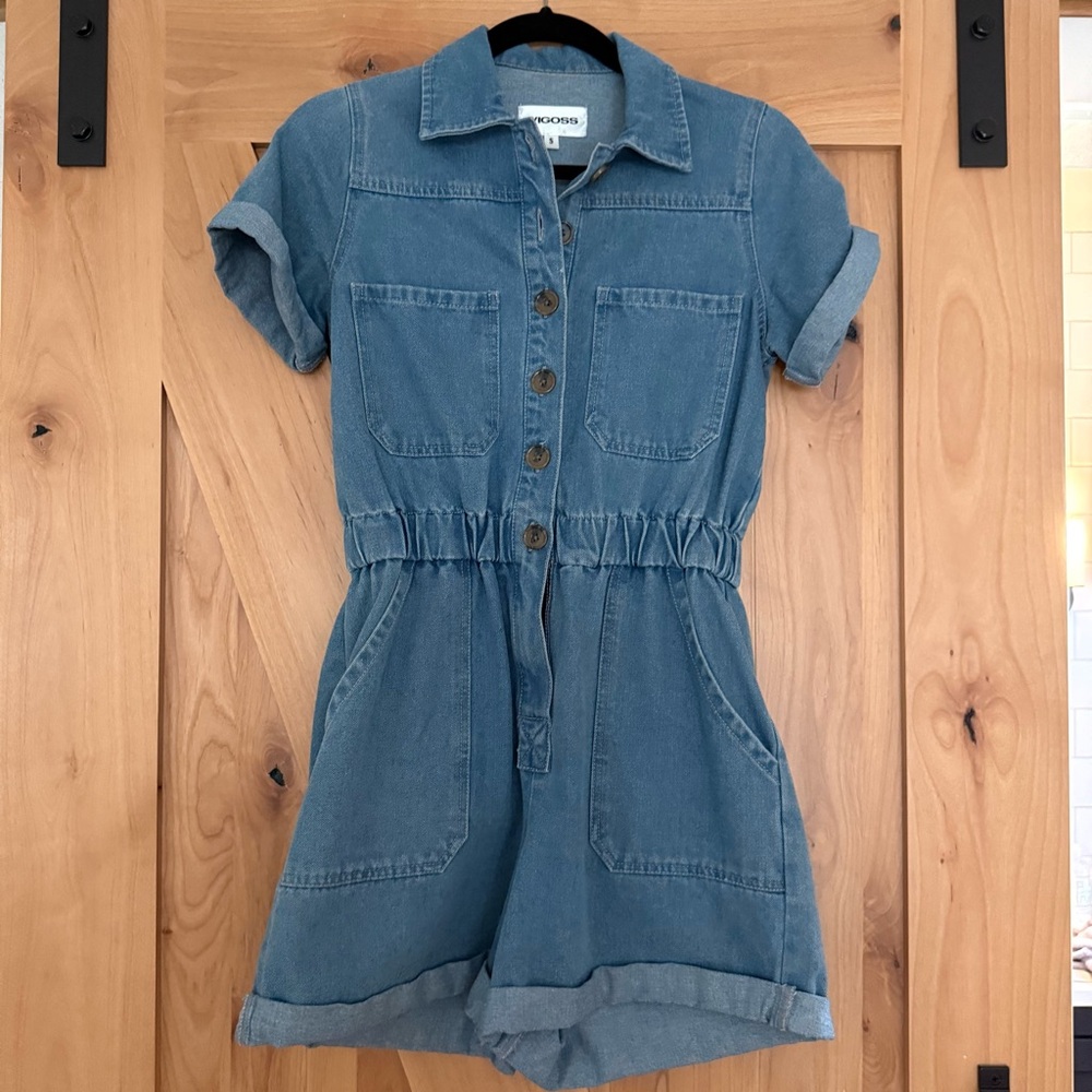 Nordstrom Blue Denim Romper, Denim Button Front Jumpsuit, Small